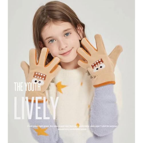 Kids Cold Weather Gloves Winter Full Fingers Polar fleece Gloves Warm Mitten Cartoon Gloves for Boys and Girls4