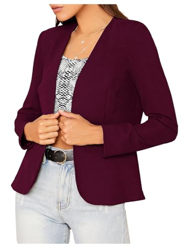 Milumia Women Long Sleeve Business Casual Blazer Open Front Office Solid Suit Jackets