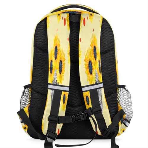 Hand Painted Skull Sunflower Backpack with Chest Strap Reflective Lightweight Travel Hiking Backpack for Men Women Waterproof Daypack Back Pack for Commute Camping4