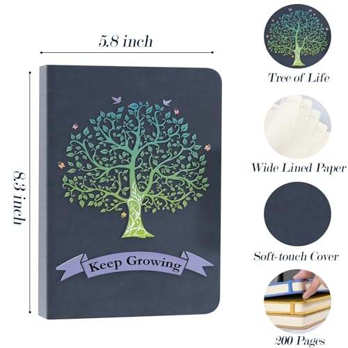 Tree-of-Life-Journals-for-Writing-Women-A5-Lined-Ruled-Writing-Personal-Diary-Notebooks-180-Lay-Flat-Thick-Paper-Hard-Cover-Leatherette-200-PagesBlue