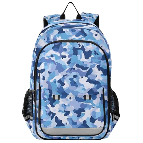 Sac à dos ordinateur portable enfants camouflage bleu au design ergonomique léger