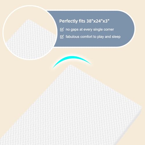 Moonlightfamily 3 inch 38\" Lx24 W Mini Mattresses, Pure White Water-Resisitant Breathable Detachable Washable Soft Cover & High Density Firm Support Foam, Indoor & Outdoor Use - Thumbnail 5