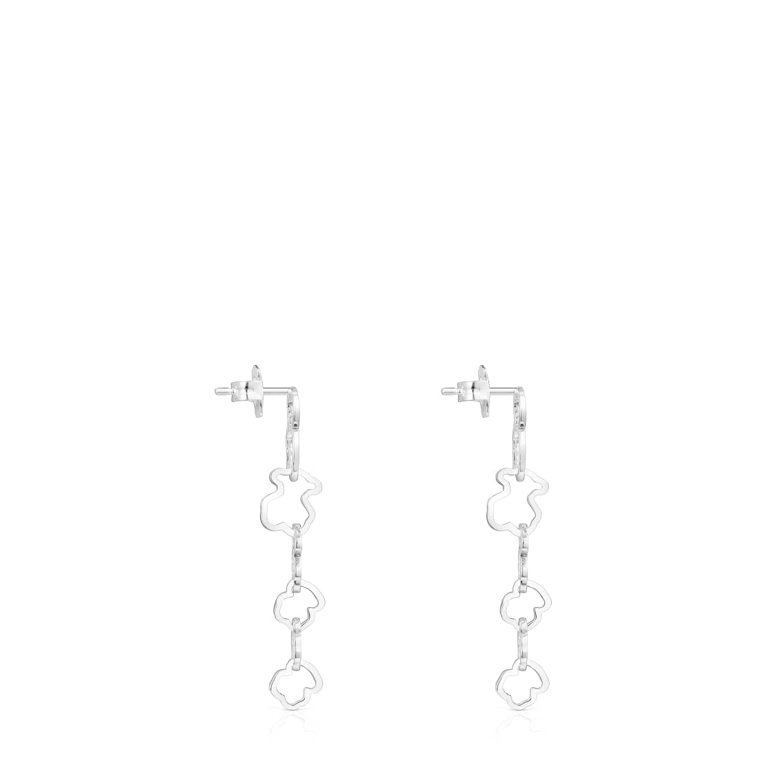 TOUS Pendientes Largos de Plata de Primera Ley para Mujer con Cierre a Presión, Motivo Osos, Versátil y Elegante, Colección Carrusel