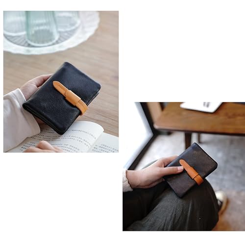 Image of DORIS&JACKY Small Wallet For Women Leather Bifold Wallet Card Case With Card Holder, 1-Black with orange, Small Leather Wallet for Women
