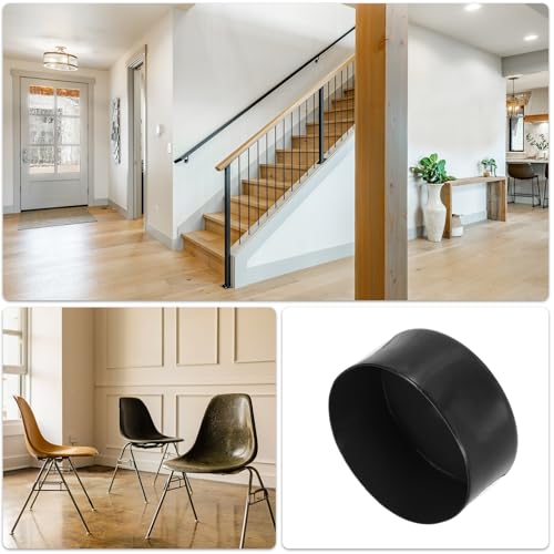 Image of uxcell 4pcs Rubber End Caps 110mm(4 5 /16 Inch) ID x 80mm(3 1 /8 Inch) H Vinyl Round End Cap Cover Screw Thread Protectors Black