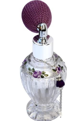 Elegant Victorian Glass Perfume Atomizer Bottle with Lavender Roses and Crystal Pearl Tassel – Refillable Vintage Decor - Image 4