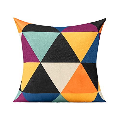 All Smiles Outdoor Throw Pillow Covers 18X18 Set Of 4 Colorful Fun Mid Century Modern Fall Halloween Home Décor Boho Summer Cushion Cases For Patio Furniture Couch Living Room,Geometric Yellow Orange #TOP2