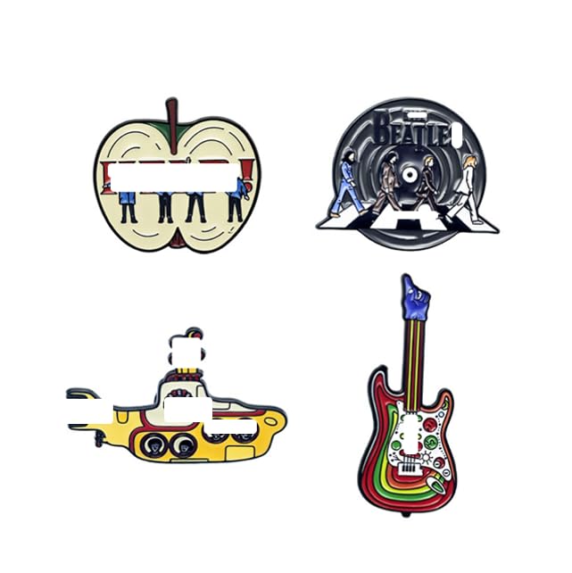 4 PCS Retro Music Enamel Pin Set Vintage 1960s British Rock Pop Band Lapel Badges Classic Pin Brooches for Backpacks Jackets Hats Gifts for Music Lovers Fans