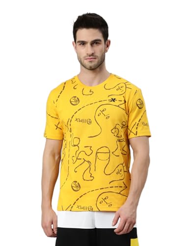 Image of XTEP Playing Big Basketball Series, Sorona Material, Moisture Absorbing & Sweat Dissipating Technology, Superior Elasticity, Colorblocked Design, Basketball T-Shirt for Men - Caramel Brown