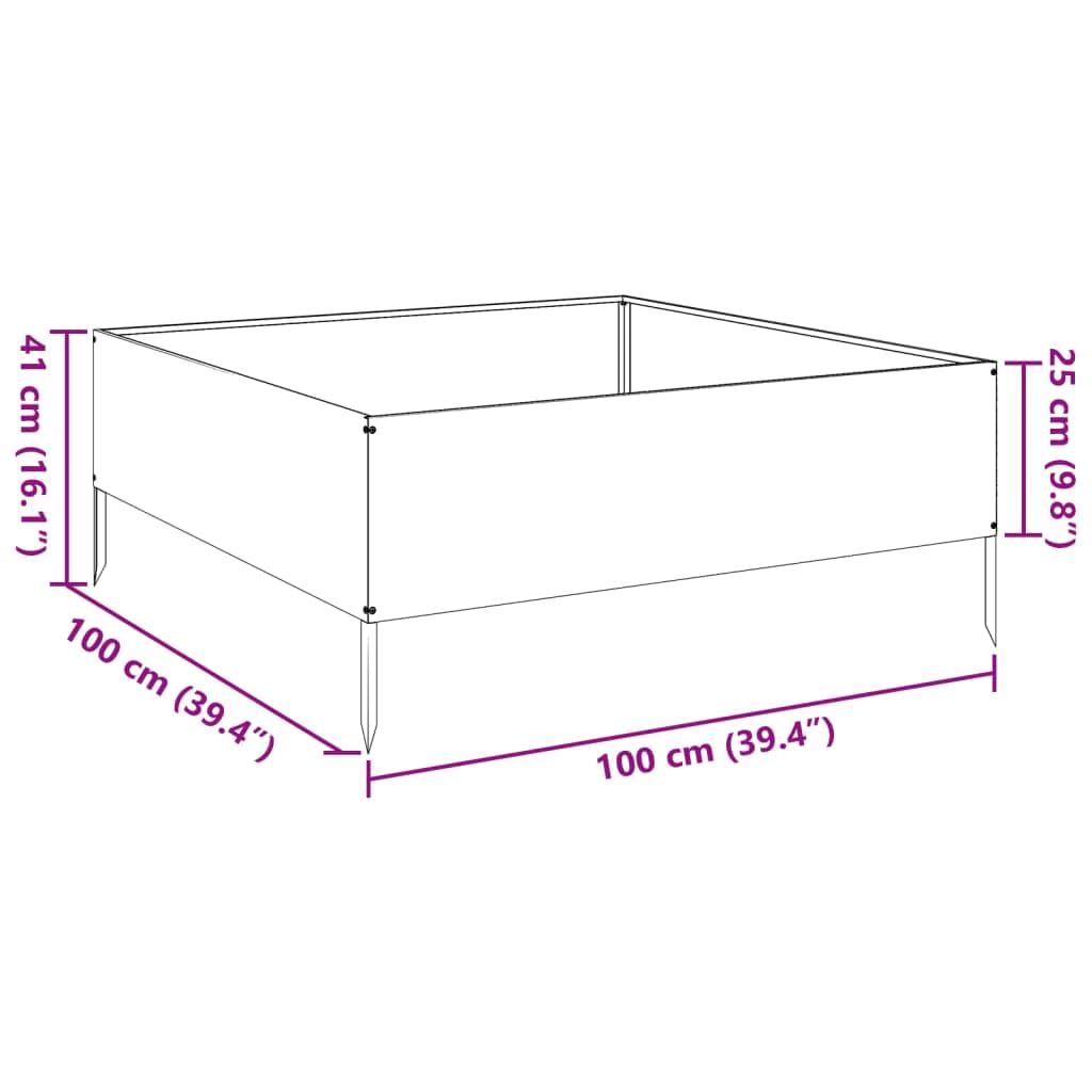 vidaXL Fioriera Rialzata da Giardino Antracite 100x100x41 cm Acciaio, fioriera rialzata, fioriera rettangolare, fioriera, fioriera da giardino