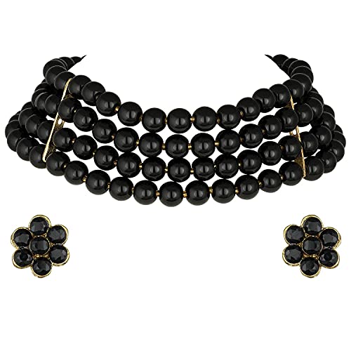 Gargantilla de perlas blancas chapada en oro de 18k con pendientes elegantes de boda