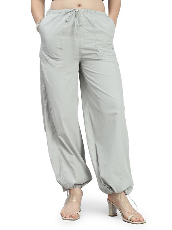 Image of GO COLORS Mostlysane Collection Cotton Parachute Pant for Women | Breathable, Mid Rise, 4 Pockets