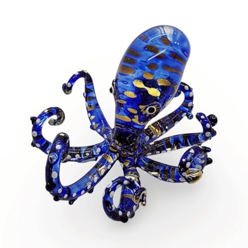 Figura Decorativa de Pulpo en Vidrio Soplado 2.25" Azul Oscuro