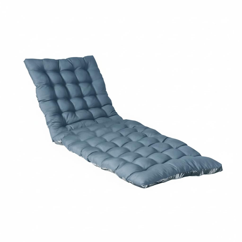 Atout Ciel Coussin matelassé Bicolore pour Bain de Soleil, transat en Tissu déperlant 190x60cm, 6 Variantes, Bleu