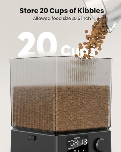 oneisall 5L Futterautomat Katze 2 Näpfe, Katzenfutter Automat mit einem Knopf, Einfache Bedienung, Futterspender für Katzen/Hunde, mit Edelstahlschüssel, Voice Recorder, für kleine/mittlere Haustiere – Bild 5