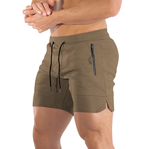 Image of PIDOGYM Men's 5 inch Gym Workout Shorts,Fitted Jogging Short Pants for Bodybuilding Running Training with Zipper Pockets
