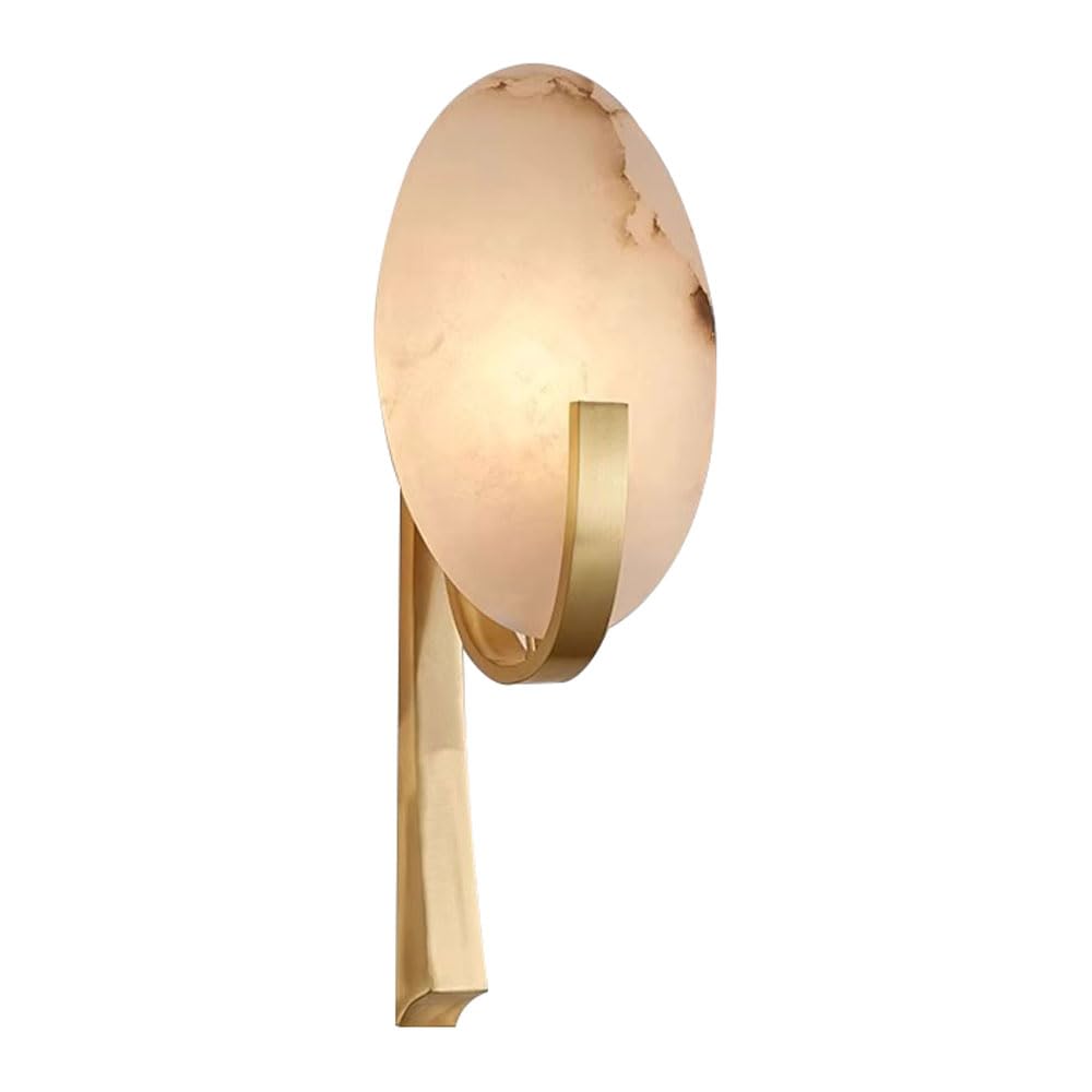 JISHUBO French Minimalist Style Wall Light, E14 Light Source Hardwired Wall Lamp, Natural Alabaster Wall Sconce, Restaurant Living Room Balcony Wall Mounted Lighting Fixtures