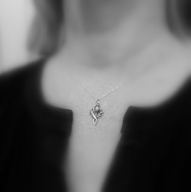 Collier fleur de chardon argent, amulette de protection pour la bravoure - 4