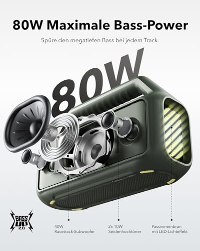 soundcore by Anker Boom 2 Outdoor-Lautsprecher, 80W, Subwoofer, BassUp 2.0 – Ansicht 2