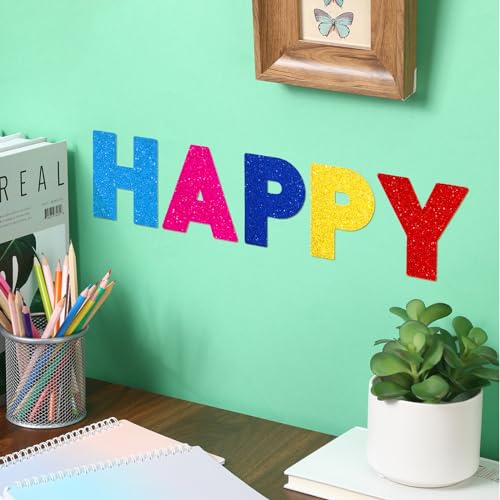 Image of Harloon 232 Pcs Large Glitter Letter Stickers 24 Sheets Classroom Bulletin Boards Decorations Big Font Alphabet Letter Self Adhesive Letters Stickers Back to School Decor DIY Craft(Colorful,2.5'')