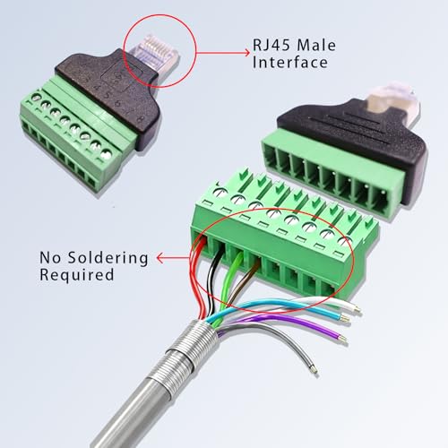 Adaptador RJ45 macho a terminal de tornillo 8 pines x2 miniatura 2