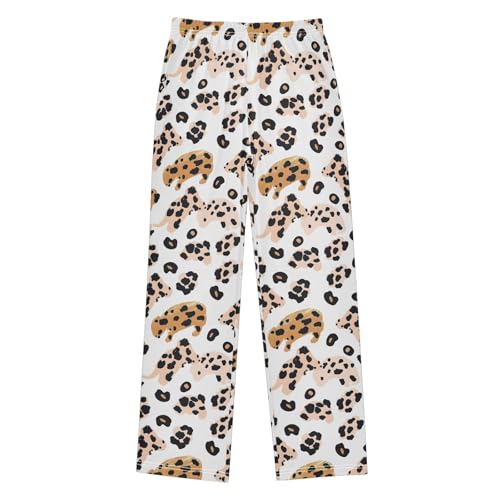 Leopard Skin Pajamas Bottoms with Pockets Comfy Pjs Sleepwear Elastic Waistband Pajamas Pants Lounge Pants