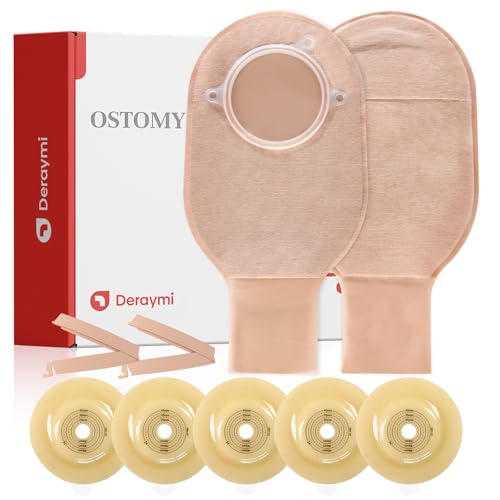 20 PCS Deraymi Convex Ostomy Bags, Two Piece Convex Colostomy Bags Ostomy Supplies, Cut-to-Fit