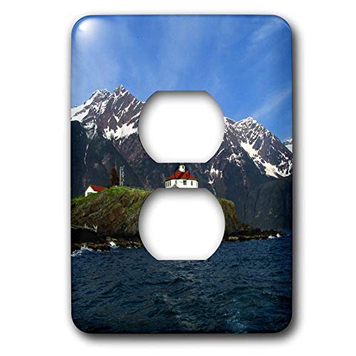 Plaque double prise Phare sur Eldred Rock décor mural intérieur 3dRose