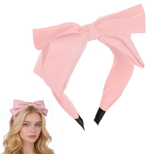 DOPENSPI Pink Bow Headband for Women Cute Bowknot Headbands Soft Hair Hoop Band Elastic Hair Accessories for Women Washing Face Makeup Party Daily Wear(Pink)