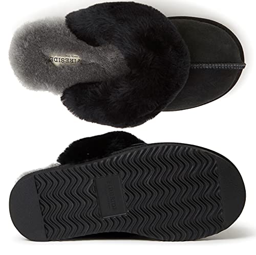 Dearfoams Women's Fireside Sydney Indoor/Outdoor Water Resistant Genuine Shearling Scuff Slipper, Wide Widths #TOP2