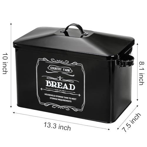yarlung-Metal-Bread-Box-with-3-Kitchen-Canisters-Set-Large-Black-Farmhouse-Bread-Tin-for-Kitchen-Countertop-Coffee-Tea-Sugar-Canister-with-Lid-for-Pantry-Organizer-Home-Storage yarlung Metal Bread Box with 3 Kitchen Canisters Set Large Black Farmhouse Bread Tin for Kitchen Countertop Coffee Tea Sugar Canister with Lid for Pantry Organizer Home Storage