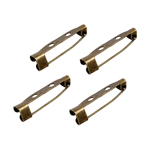 FONDOTIN 200Pcs Bronze Clasp Brooch Pin Backs with Holes for DIY Crafts Safety Fasteners for Jewelry Making Durable Material for Badges and Corsages