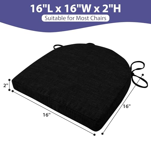 Image of IPYNBAP Chair Cushions for Dining Chairs, Kitchen Chair Cushions, 16'' x 16'' x 2'', Non Slip Indoor Seat Cushions, Chair Pads for Dining Chairs with Ties & Removable Cover, Set of 4, Black