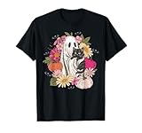 Photo Gallery retro fantasma gatto nero fiori boho cottagecore halloween maglietta Photo Gallery retro fantasma gatto nero fiori boho cottagecore halloween maglietta