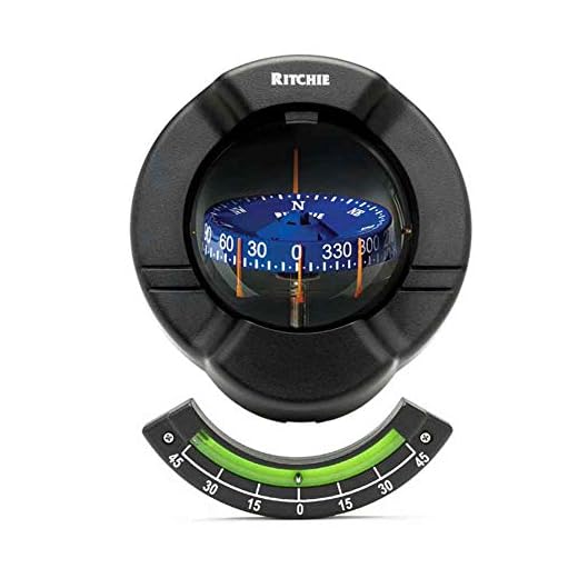 Ritchie SR-2 Venture Bulkhead Mount Sail Boat Compass with Clinometer - Black