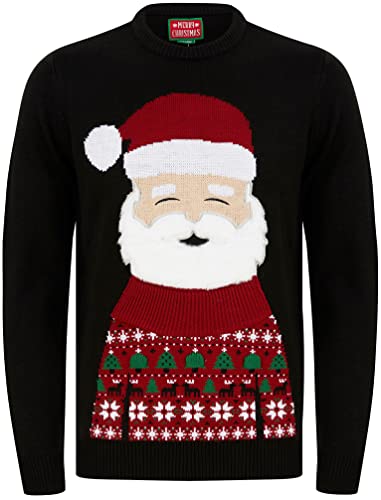 Tokyo Laundry Pull de Noël à LED pour homme Inscription Merry Christmas, Déguisement Père Noël - Noir, M Cover