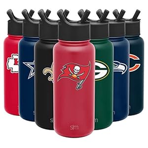 Simple Modern Officially Licensed NFL Tampa Bay Buccaneers Water Bottle with Straw Lid | Vacuum Insulated Stainless Steel 32oz Thermos | Summit Collection | Tampa Bay Buccaneers