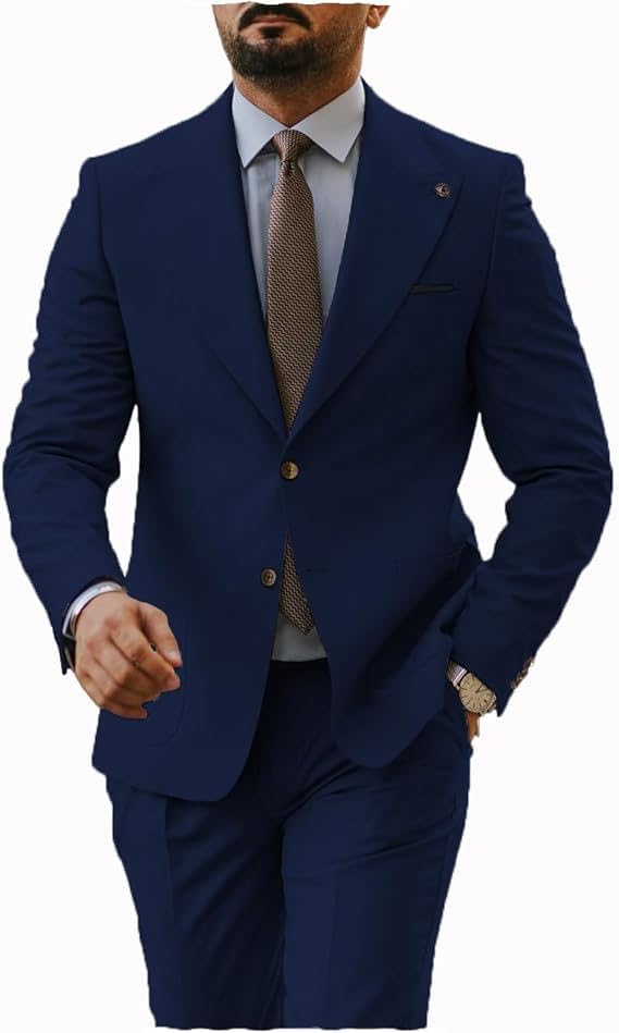 MoranX Formal Men's Suits Slim Fit 2 Piece Tuxedos Peak Lapel Blazer Pants for Evening Party3