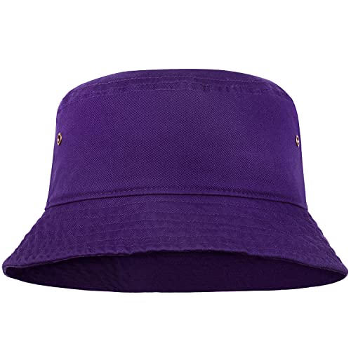 Men Women Unisex Cotton Bucket Hat 100% Cotton Packable for Travel Fishing Hunting Summer Camp (S/M, Purple) -  Falari, 63-1500-SM-PURPLE