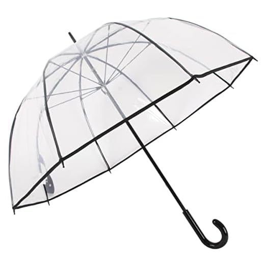 Guarda Chuva Longo Com Cabo Curvo Sombrinha Transparente E Preta Fazzoletti