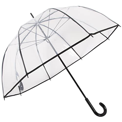 Guarda Chuva Longo Com Cabo Curvo Sombrinha Transparente E Preta Fazzoletti