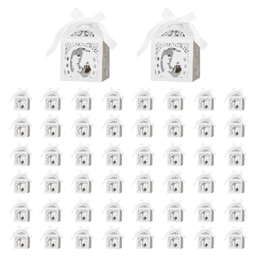 50 cajas de regalo para bautizo, con cintas, para bodas, cumpleaños, bautizos, graduaciones, fiestas