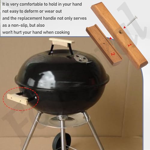 3Piezas Mango de Madera Cherry para Parrillas Weber 22.5" y 18.5" miniatura 5