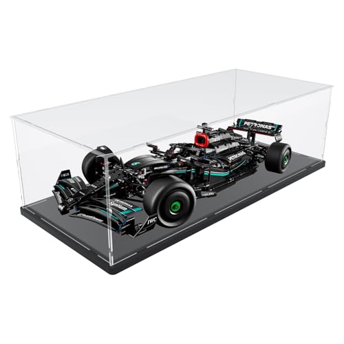 Image of Choowin Acrylic Display Case for Lego Ferrari F1 for Lego Red Bull F1 for Lego Mercedes F1 for Lego McLaren F1 Car Display Thickened Clear Display Cases for Collectibles Assemble Dustproof(Black Base)