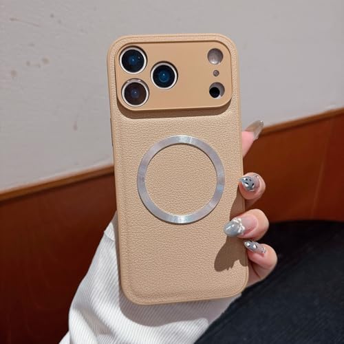 Étui iPhone 13 Pro Max or en cuir rigide et silicone avec dos magnétique