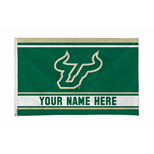 Rico Industries NCAA South Florida Bulls - USF Personalized - Custom 3' x 5' Banner Flag - Made in The USA - Indoor or Outdoor Décor
