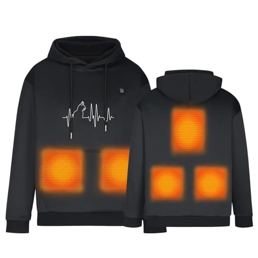 Generisch Winter Warm Damen Kapuzenpullover mit USB Heizung Unisex Sweatshirt Bequeme Freizeitmode für Kälte (Black, S)