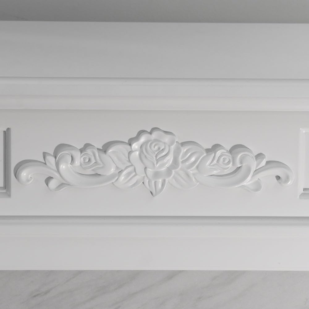 Chimenea eléctrica Truman, chimenea sobre pie, efecto mármol blanco, 121 x 38 x 108 cm