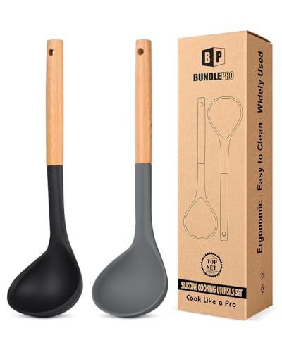 Silicone Soup Ladle Spoon Kitchen Utensils, 2 Pack - image 1