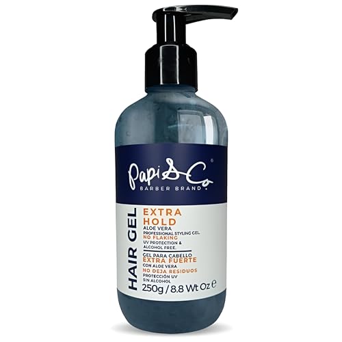 PAPI & CO. Hair Gel Extra Long Hold for Men – Alcohol-Free Styling & Sculpting Gel – Strong Firm Control – Clear Flake-Free Formula with UV Protection – Water-Soluble Natural Ingredients – 8.45 oz
